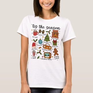 T-shirt Chemise de fêtes d'hiver aux icônes de Noël cosy T