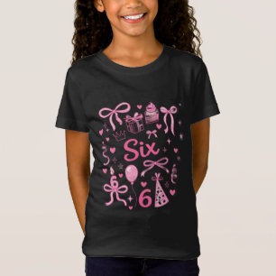 T-Shirt Chemise de fille de 6 ans rose mignonne Six Bow Pa
