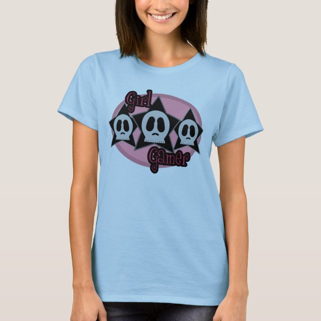 T-shirt Chemise de fille gamer (rose) (Devant)