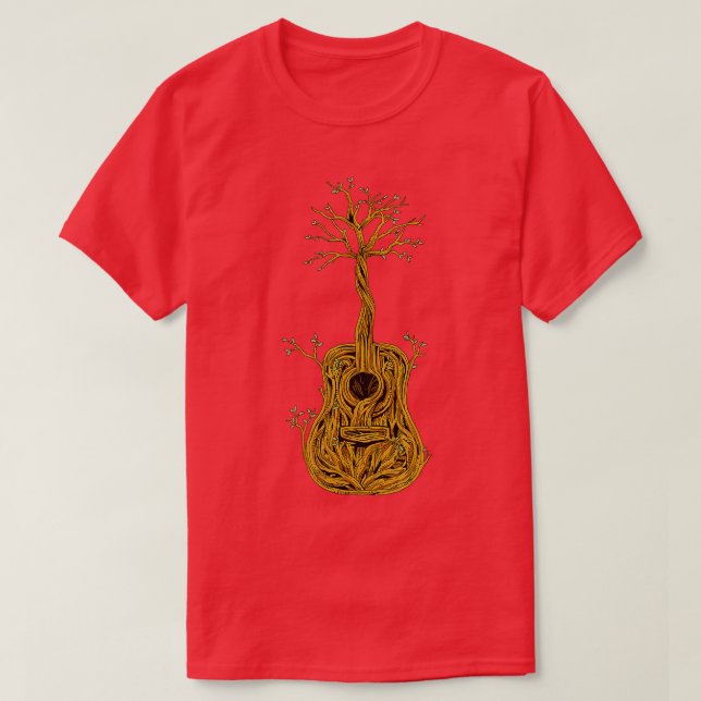 T-shirt Chemise de guitare acoustique Arbre de vie Joueur  (Design devant)