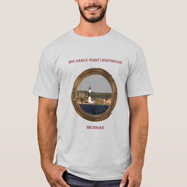 T-shirt Chemise de hublot du phare de Big Sable Point (Devant)