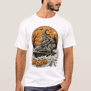 T-shirt Chemise de jet ski Halloween sorcière squelette vi
