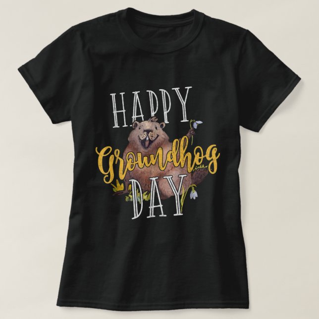 T-shirt Chemise de Jour de la Marmotte Joyeux Cadeaux de J (Design devant)