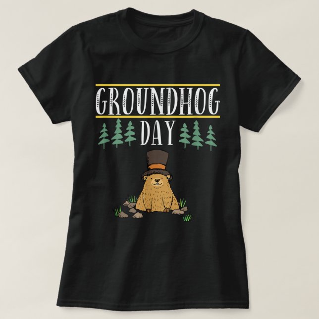 T-shirt Chemise de Jour de la Marmotte mignonne Marmotte d (Design devant)