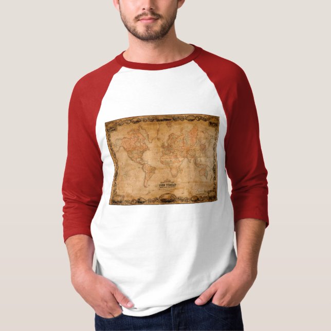 T-shirt Chemise de la carte du monde antique de Colton (Devant)