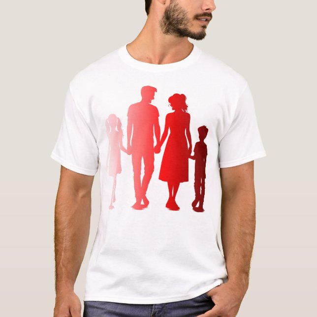 T-shirt Chemise de la famille de jumelage en silhouette ro (Devant)