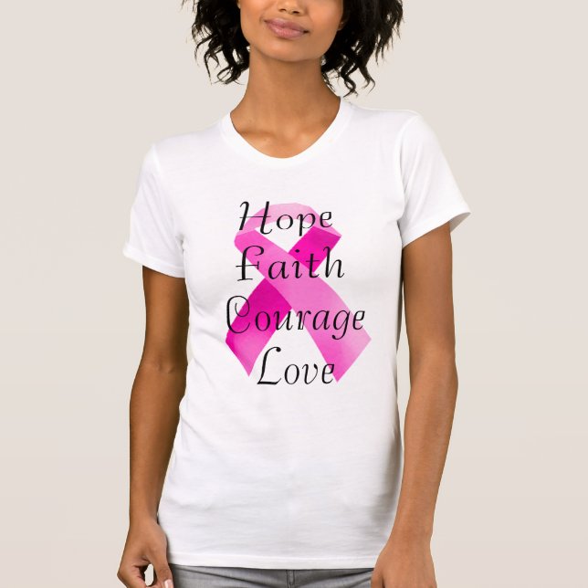 T-shirt Chemise de la foi en ruban rose (Devant)