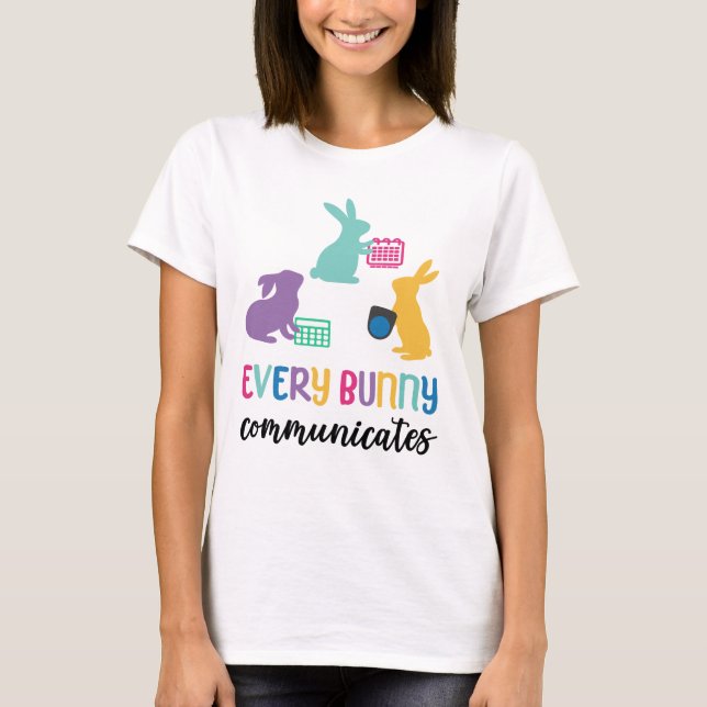 T-shirt Chemise de lapin AAC Pâques 'Chaque lapin communiq (Devant)