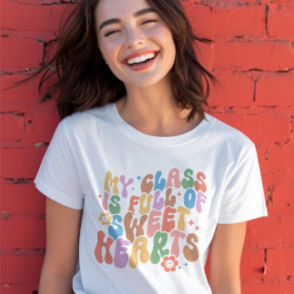 T-shirt Chemise de l'enseignant, ma classe remplie de coeu