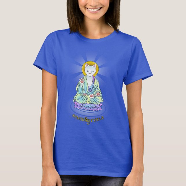 T-shirt Chemise de Lotus de chat de Bouddha de Meow de (Devant)