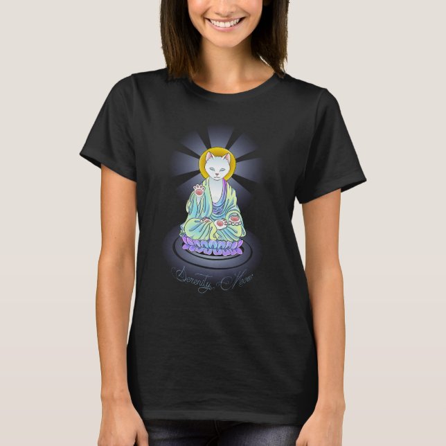 T-shirt Chemise de Lotus de chat de Bouddha de Meow de (Devant)