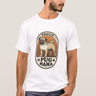 T-shirt Chemise de maman Pug Gravure vintage Graphique ama