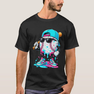 T-shirt Chemise de mascotte de style de baseball Drip drôl