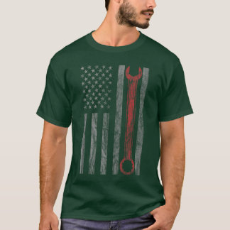 T-shirt Chemise de mécanicien en détresse Vintage Drapeau