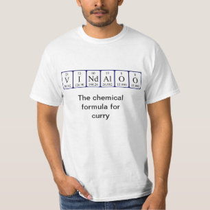 T-shirt Chemise de mot de table périodique de Vindaloo