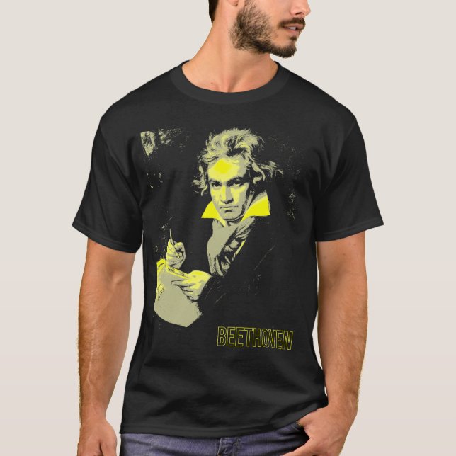 T-shirt Chemise de musique classique d'impression de jaune (Devant)