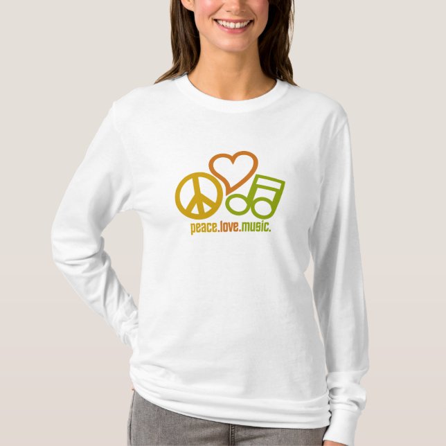 T-shirt Chemise de musique d'amour de paix - choisissez le (Devant)