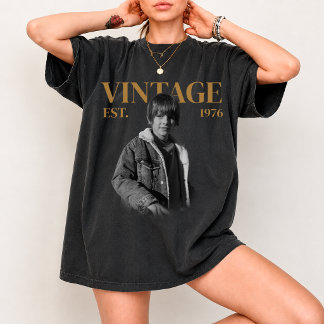 T-shirt Chemise de naissance avec photo vintage personnali