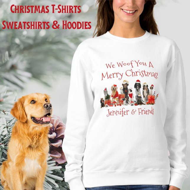 T-shirt Chemise de Noël Amoureux des chiens, Ajouter un no (Dog Lovers Christmas Shirt, Add Name T-Shirt)