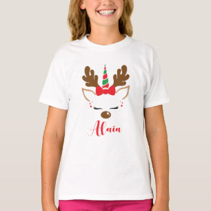 T-shirt Chemise de Noël Cute Unicorn Reindeer