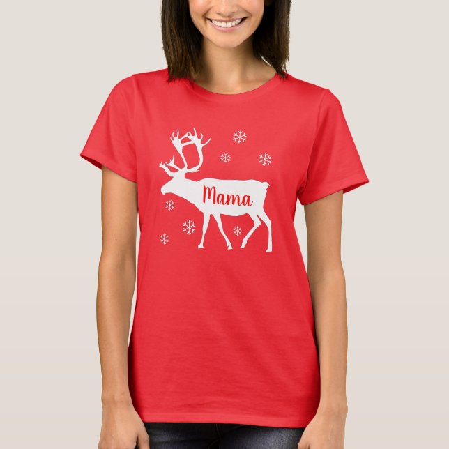 T-shirt Chemise de Noël de la maman des rennes (Devant)