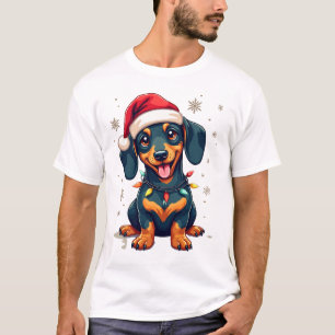 T-shirt Chemise de Noël de l'arbre de chiens de teckel Cad