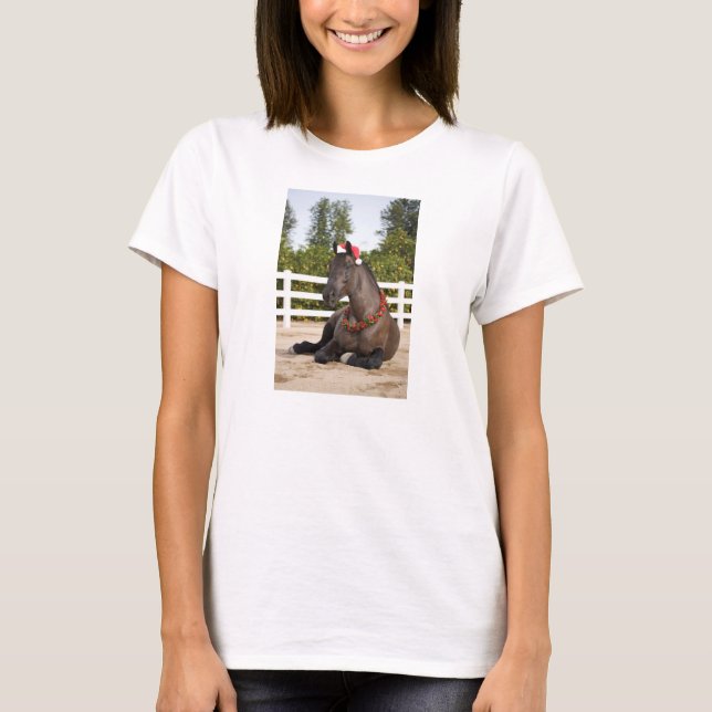 T-shirt Chemise de Noël du cheval (Devant)