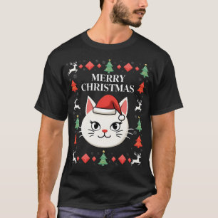 T-shirt Chemise de Noël Laide Smudge Cat  (2)