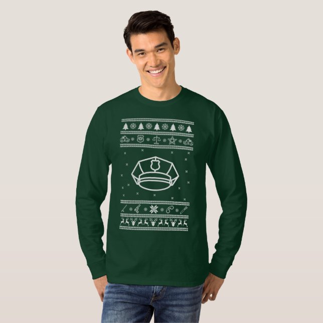 T-shirt Chemise de Noël moche de la police (Devant entier)