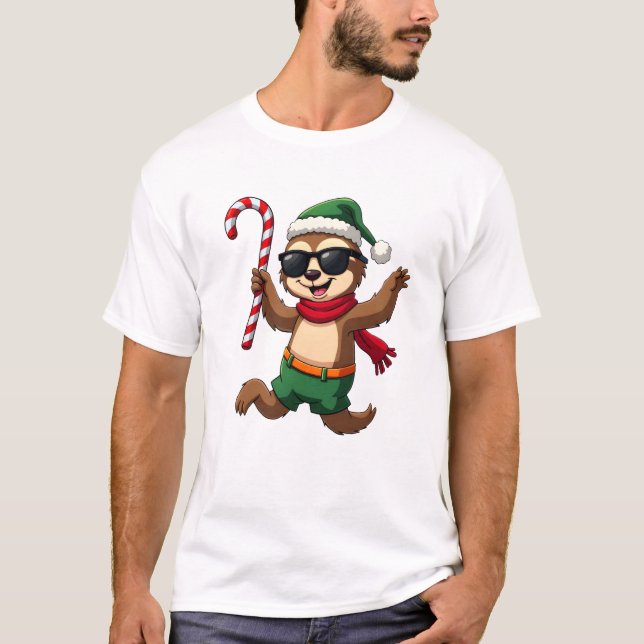 T-shirt Chemise de Noël Paresseux Elfe Bonbon Poivre de Me (Devant)