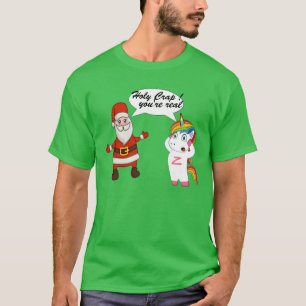 T-shirt Chemise de Noël père Noël Unicorn - Funny Holiday 