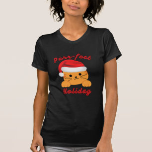 T-shirt Chemise de Noël pour femmes amoureuses de chats Pu