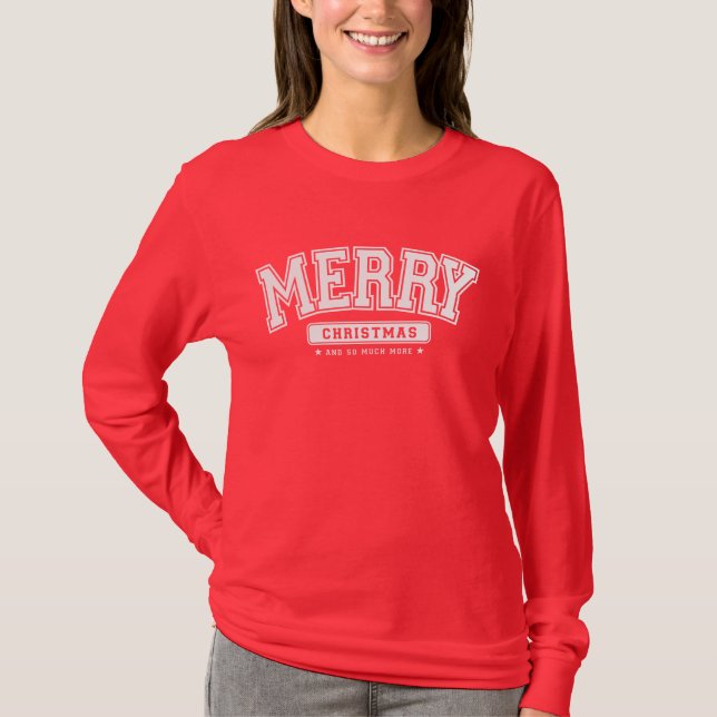 T-shirt Chemise de Noël rouge à manches longues Joyeux Noë (Devant)