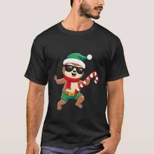 T-shirt Chemise de Noël Sloth Elf Peppermint Candy Cane Gi