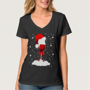 T-shirt Chemise de Noël Verre de vin rouge Vin Santa Chape