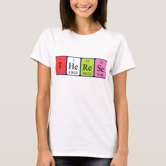 T-shirt Chemise de nom de table périodique (Devant)