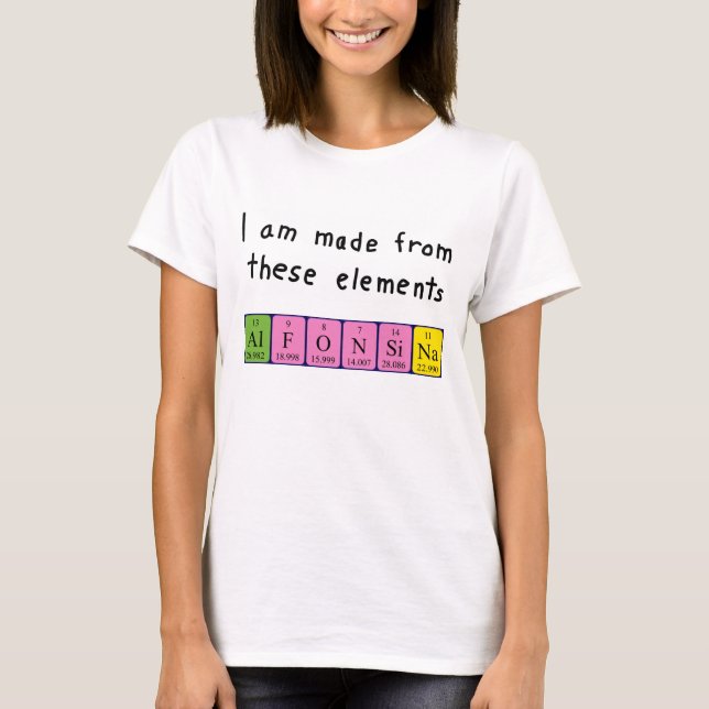 T-shirt Chemise de nom de table périodique Alfonsina (Devant)