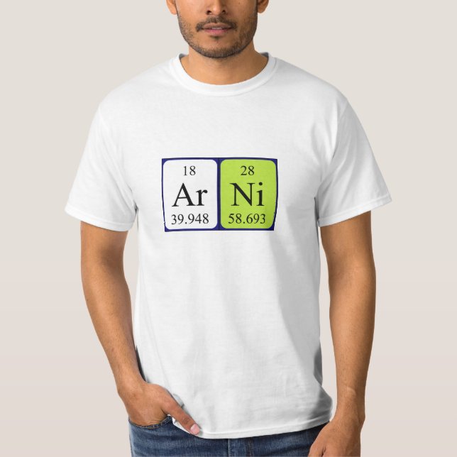 T-shirt Chemise de nom de table périodique Arni (Devant)
