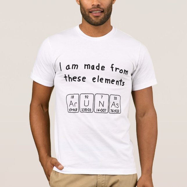 T-shirt Chemise de nom de table périodique Arunas (Devant)