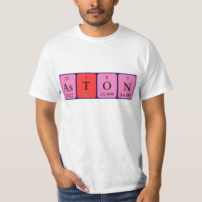 T-shirt Chemise de nom de table périodique Aston (Devant)