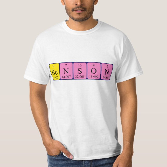 T-shirt Chemise de nom de table périodique Benson (Devant)