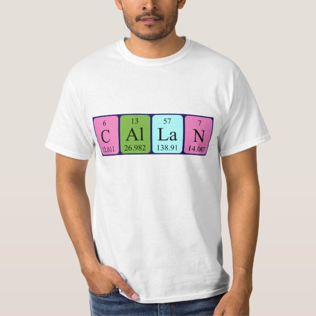 T-shirt Chemise de nom de table périodique Callan (Devant)