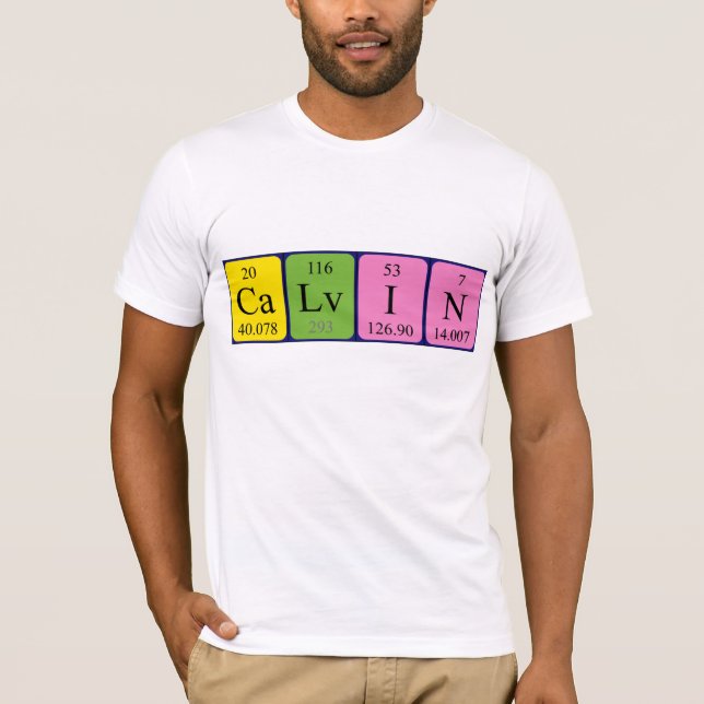 T-shirt Chemise de nom de table périodique Calvin (Devant)