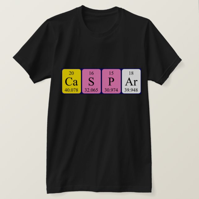 T-shirt Chemise de nom de table périodique Caspar (Design devant)