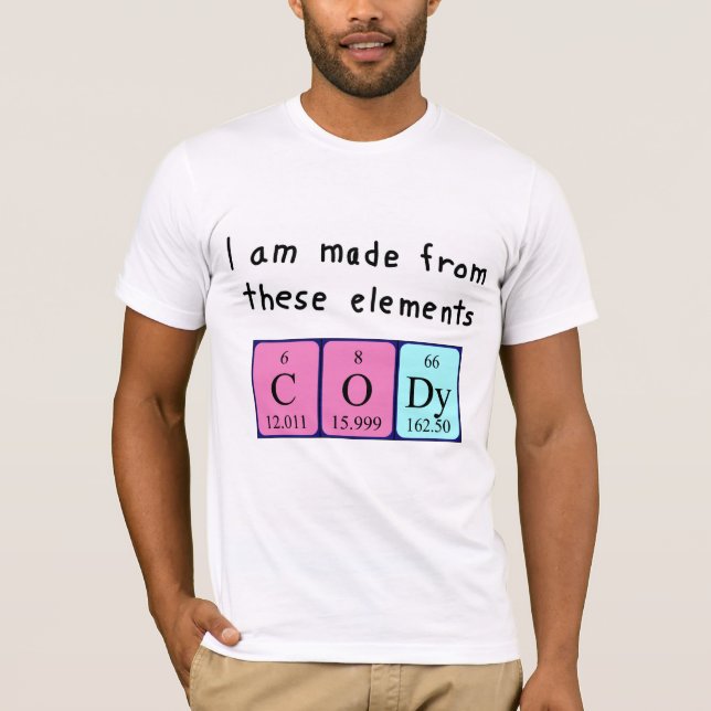 T-shirt Chemise de nom de table périodique Cody (Devant)