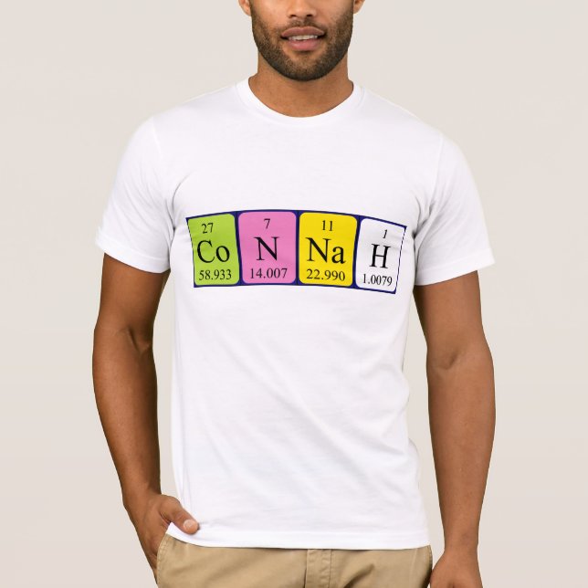 T-shirt Chemise de nom de table périodique Connah (Devant)