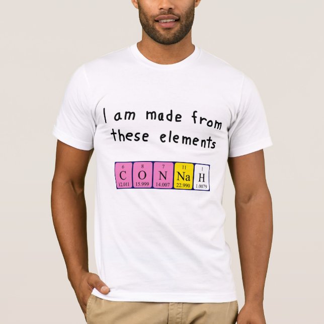 T-shirt Chemise de nom de table périodique Connah (Devant)