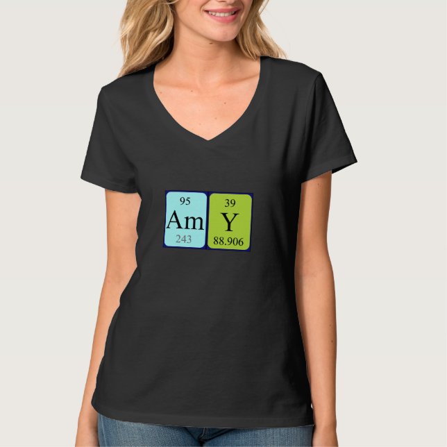 T-shirt Chemise de nom de table périodique d'Amy (Devant)