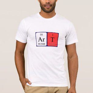 T-shirt Chemise de nom de table périodique d'art