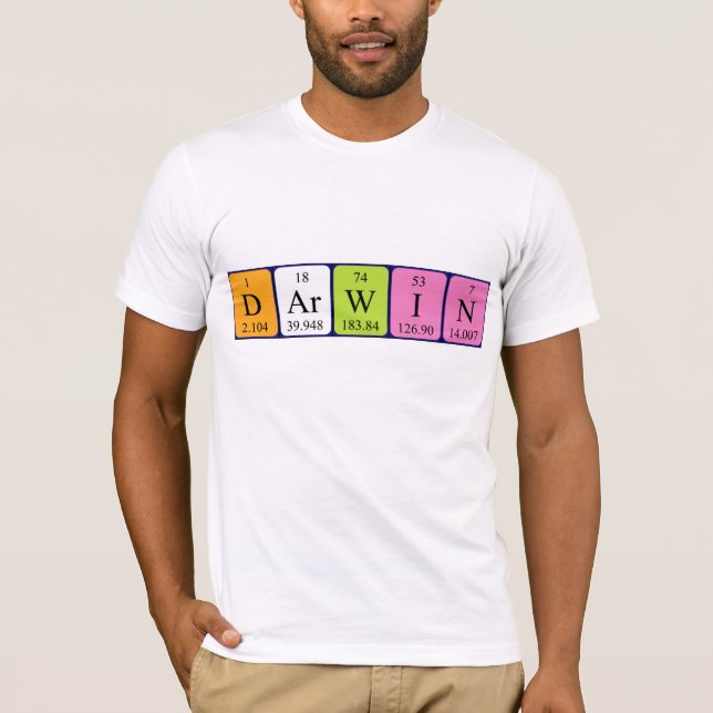 T-shirt Chemise de nom de table périodique Darwin (Devant)